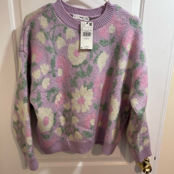 Mango Floral Knit Pastel Sweater NWT Sz M - Picture 5 of 12